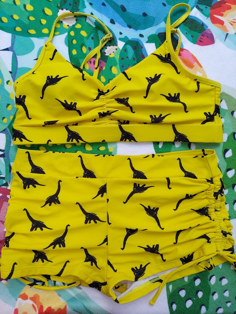 Dinosaur Bikini Two Piece Swimsuit Yellow